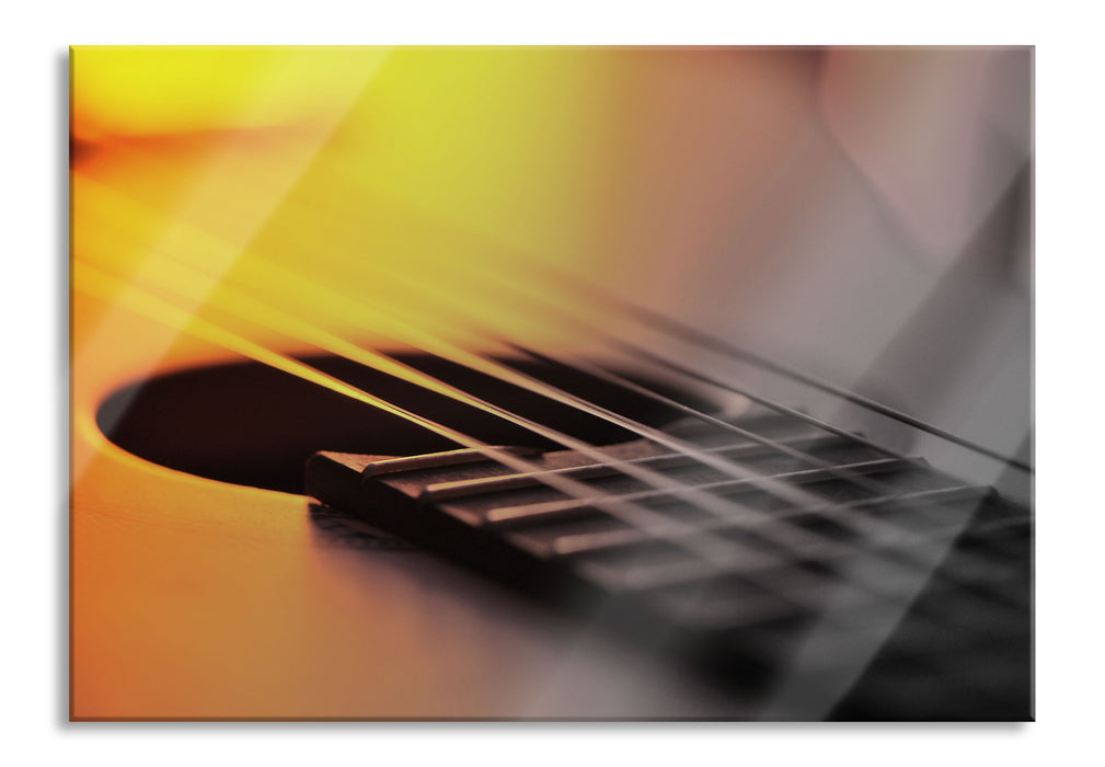 Pixxprint Gitarrensaiten Schallloch, Glasbild