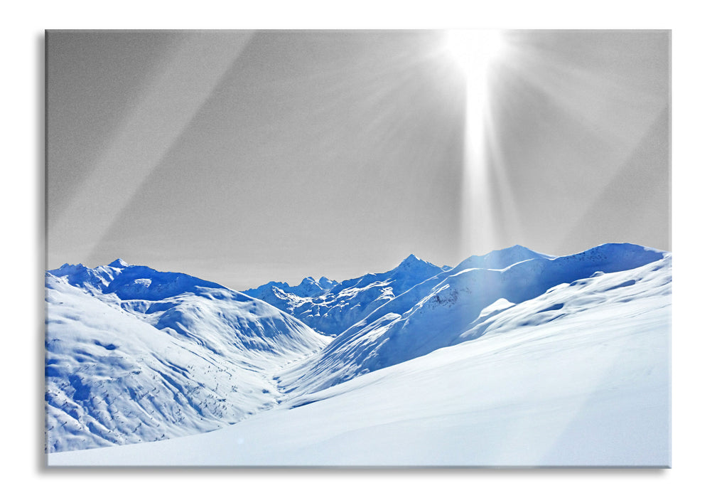 Pixxprint Berglandschaft im Winter, Glasbild