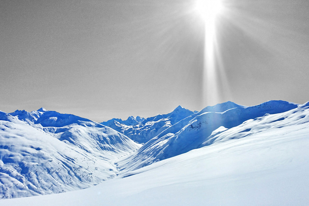 Berglandschaft im Winter, Glasbild