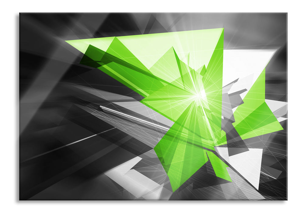 Pixxprint Abstrakt grünes Eis, Glasbild