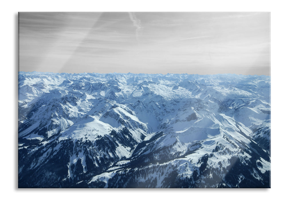 Pixxprint Alpen mit Schneespitzen, Glasbild