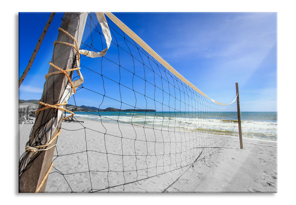 Pixxprint Großes Volleyballnetz, Glasbild