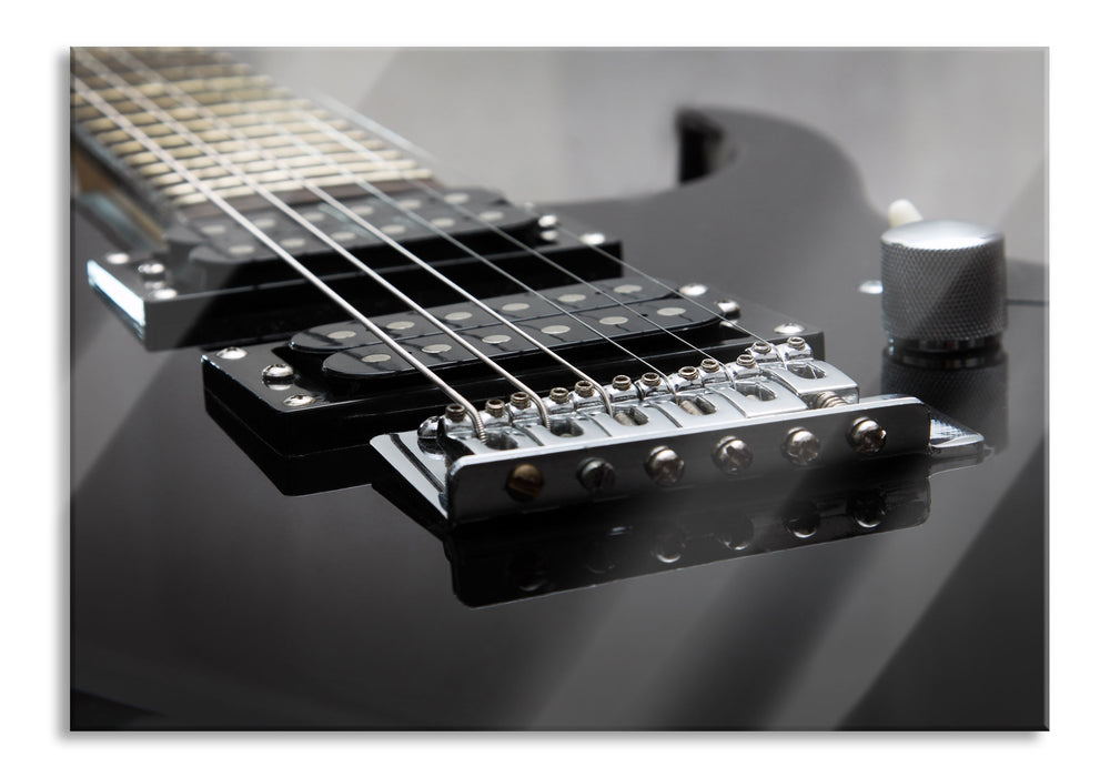 Pixxprint Black E-Guitar, Glasbild