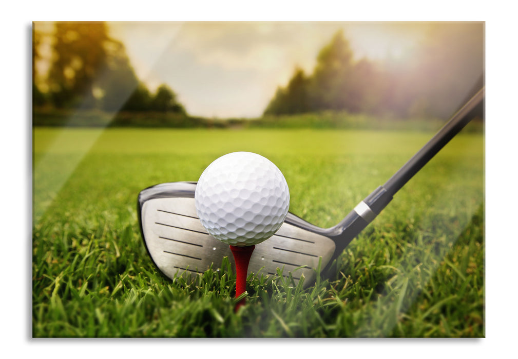 Golf Abschlag, Glasbild