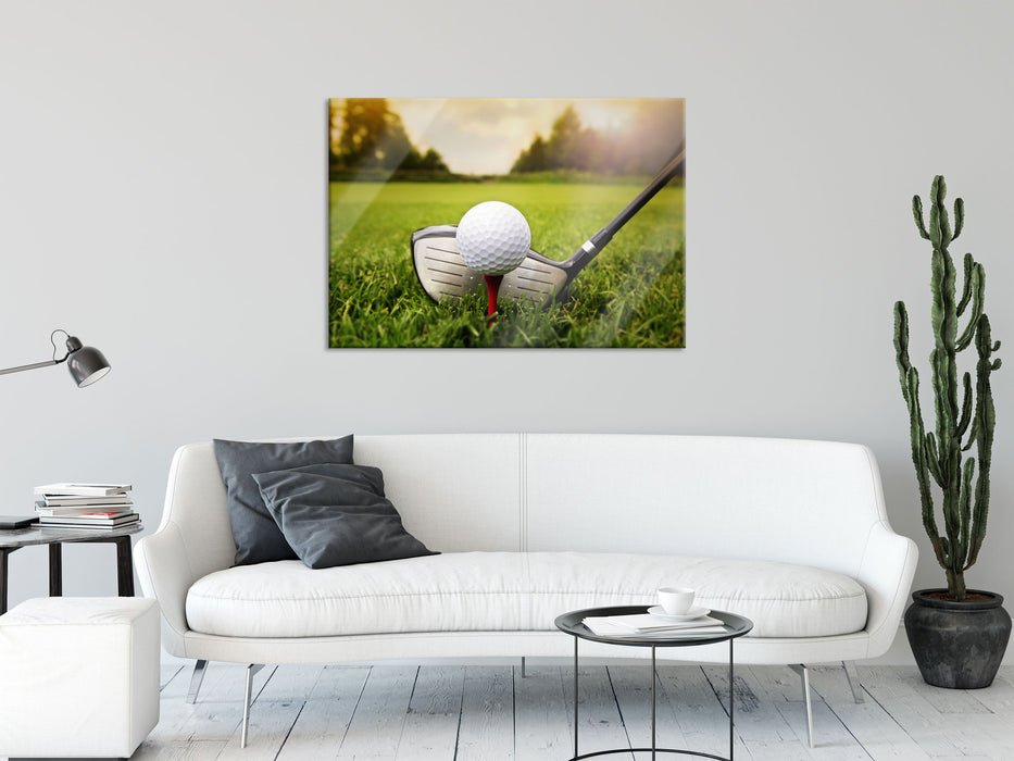 Golf Abschlag, Glasbild