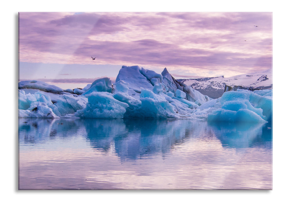 Pixxprint Wunderschöne Eisberglandschaft, Glasbild