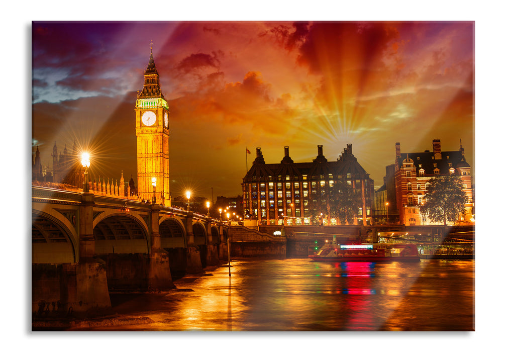 Pixxprint Big Ben bei Abenddämmerung, Glasbild