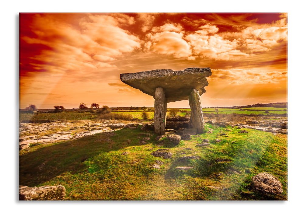 Pixxprint Burren bei Sonnenuntergang, Glasbild