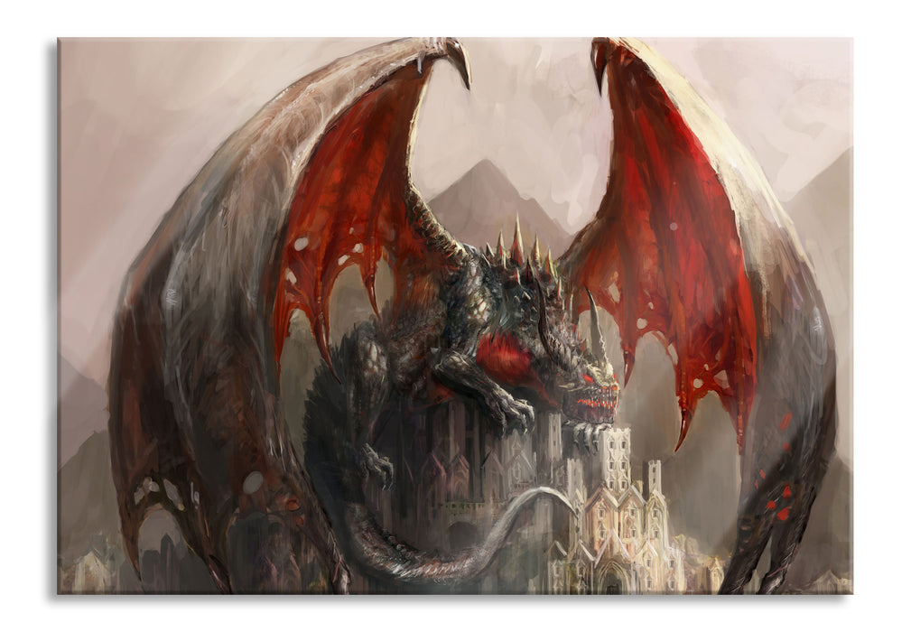 Pixxprint Dragon castle, Glasbild