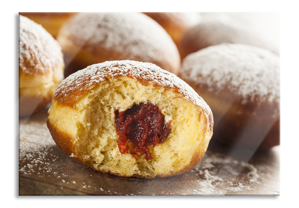 Pixxprint Lecker gefüllte Krapfen, Glasbild