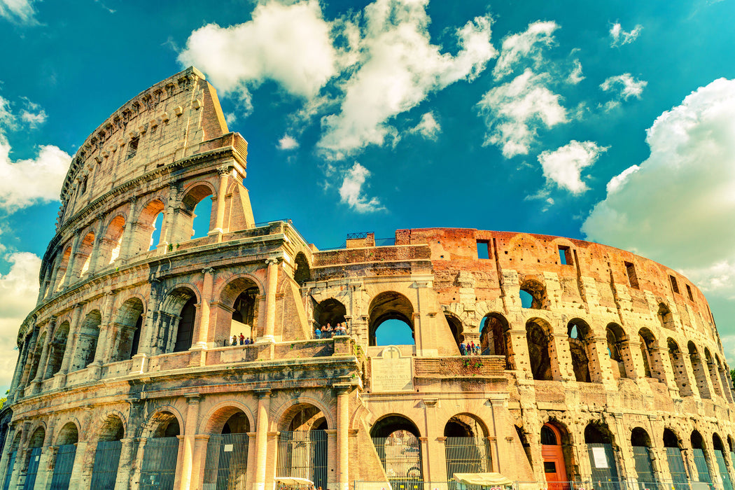 Colosseum bei Tag in Rom, Glasbild