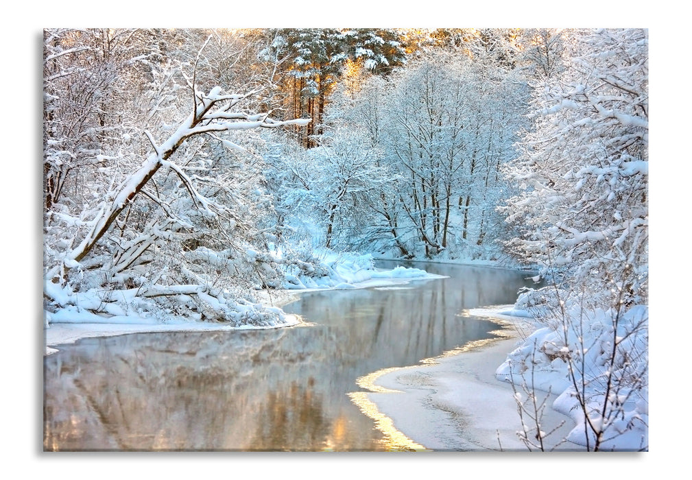 Pixxprint Atemberaubende Winterlandschaft, Glasbild