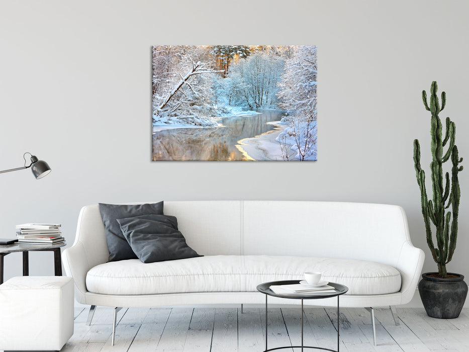 Atemberaubende Winterlandschaft, Glasbild