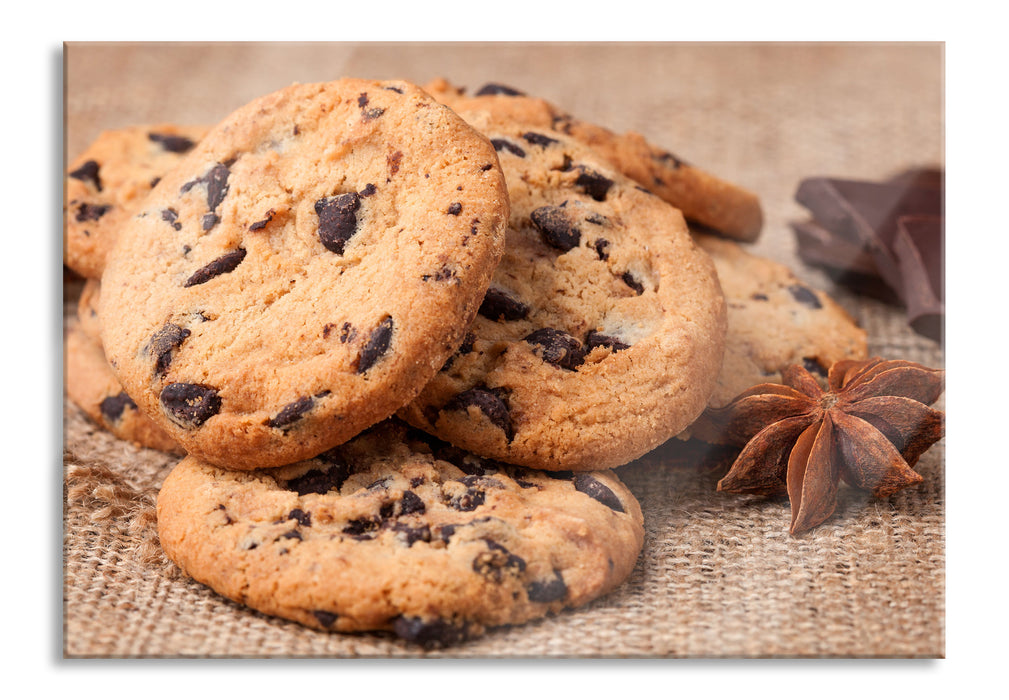 Pixxprint Cookies mit Schokostückchen, Glasbild