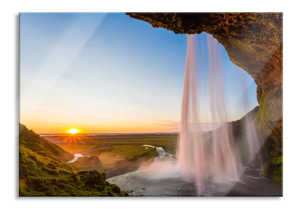 Großartiger Wasserfall, Glasbild