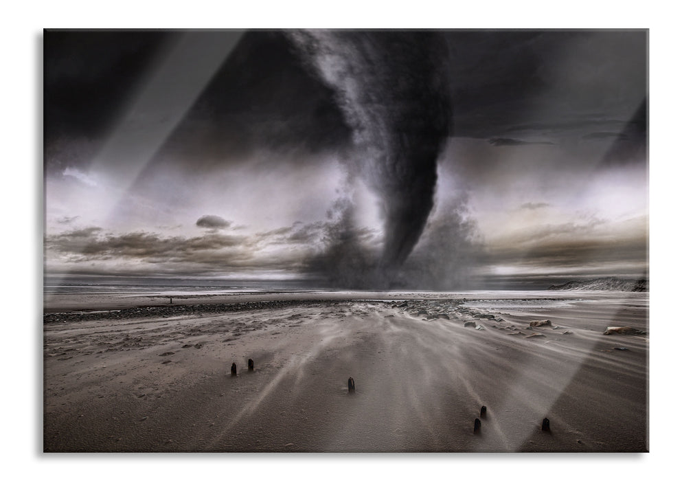 Pixxprint Dramatischer Tornado, Glasbild