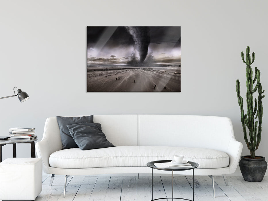 Dramatischer Tornado, Glasbild