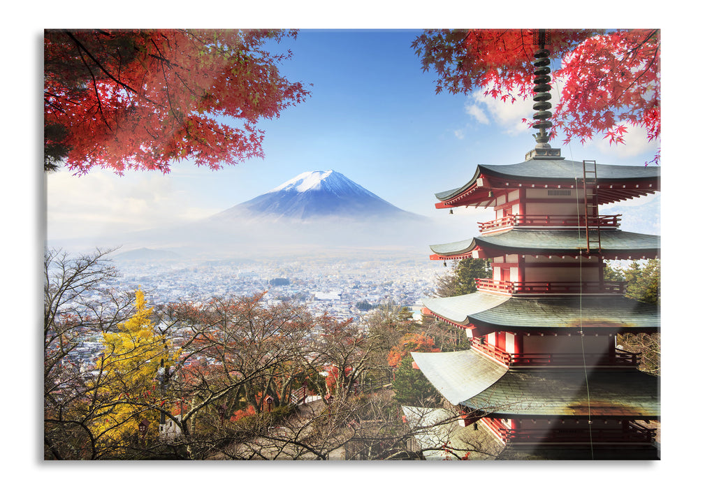 Pixxprint Japanischer Tempel im Herbst, Glasbild