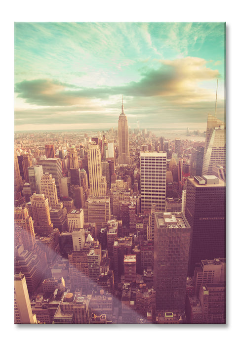 Pixxprint Helikoptersicht auf Manhatten, Glasbild
