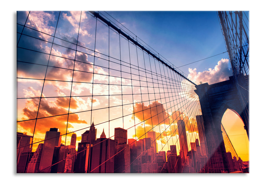 Pixxprint Manhatten bei Sonnenuntergang, Glasbild