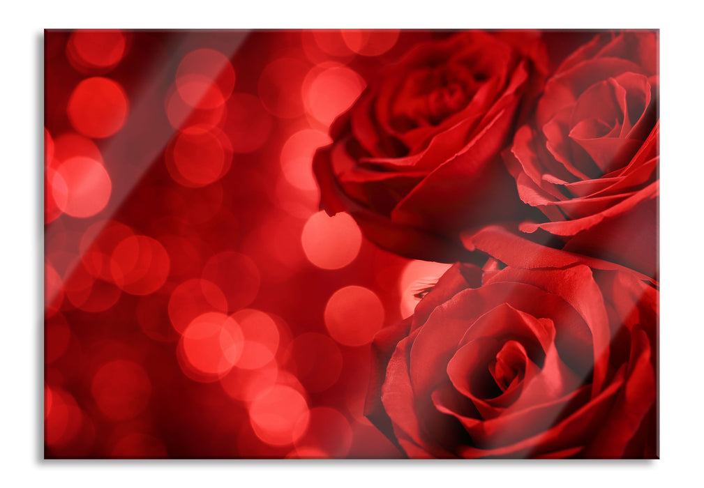 Pixxprint Drei rote Rosen, Glasbild