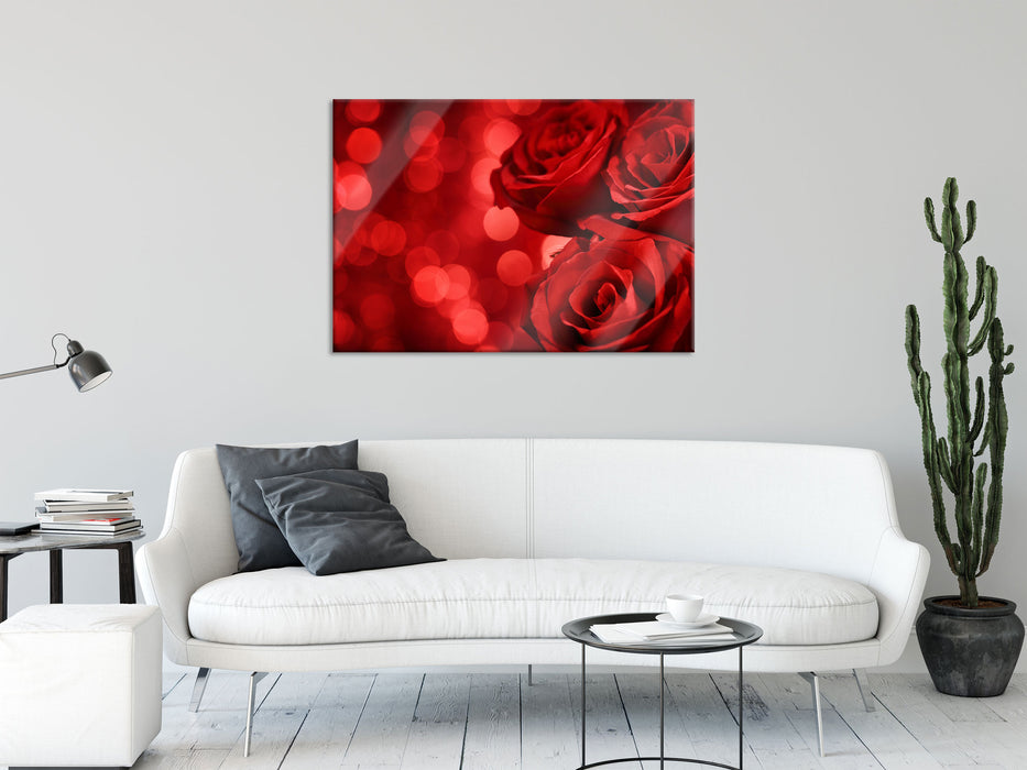 Drei rote Rosen, Glasbild