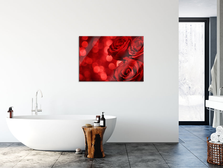 Drei rote Rosen, Glasbild