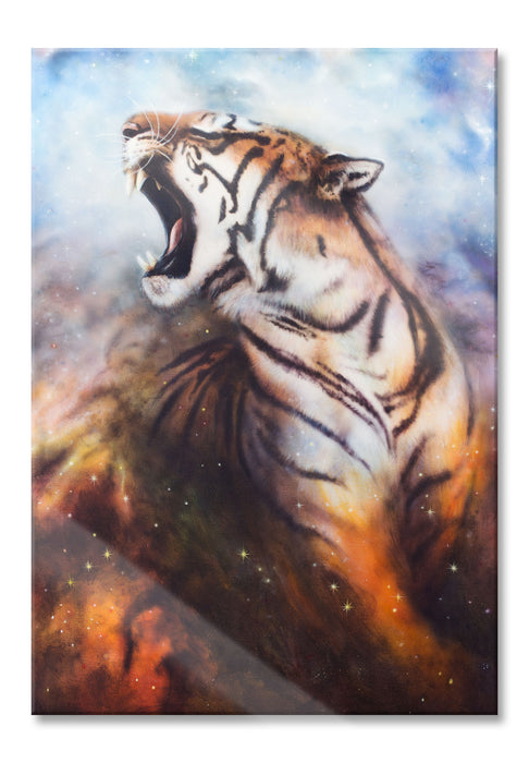 Pixxprint Gemälde eines Tigers, Glasbild