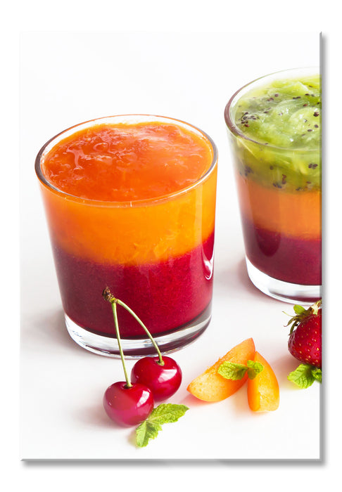 Pixxprint Gesunde Fruchtsmoothies, Glasbild