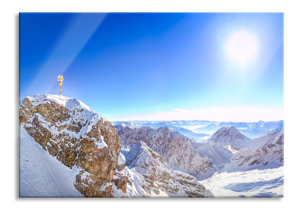 Pixxprint Zugspitze im Sonnenlicht, Glasbild