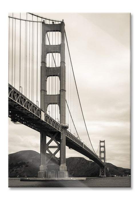 Pixxprint Blick auf Brücke in San Francisco, Glasbild