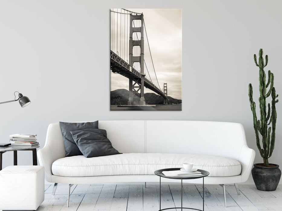 Blick auf Brücke in San Francisco, Glasbild