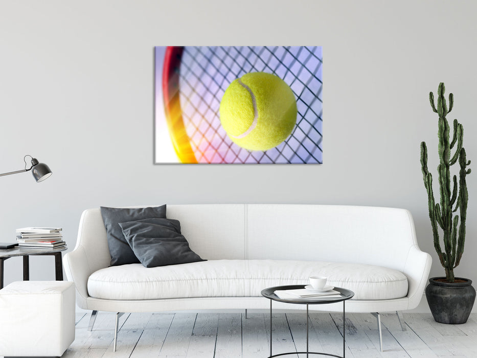 Tennisschläger Tennisball, Glasbild