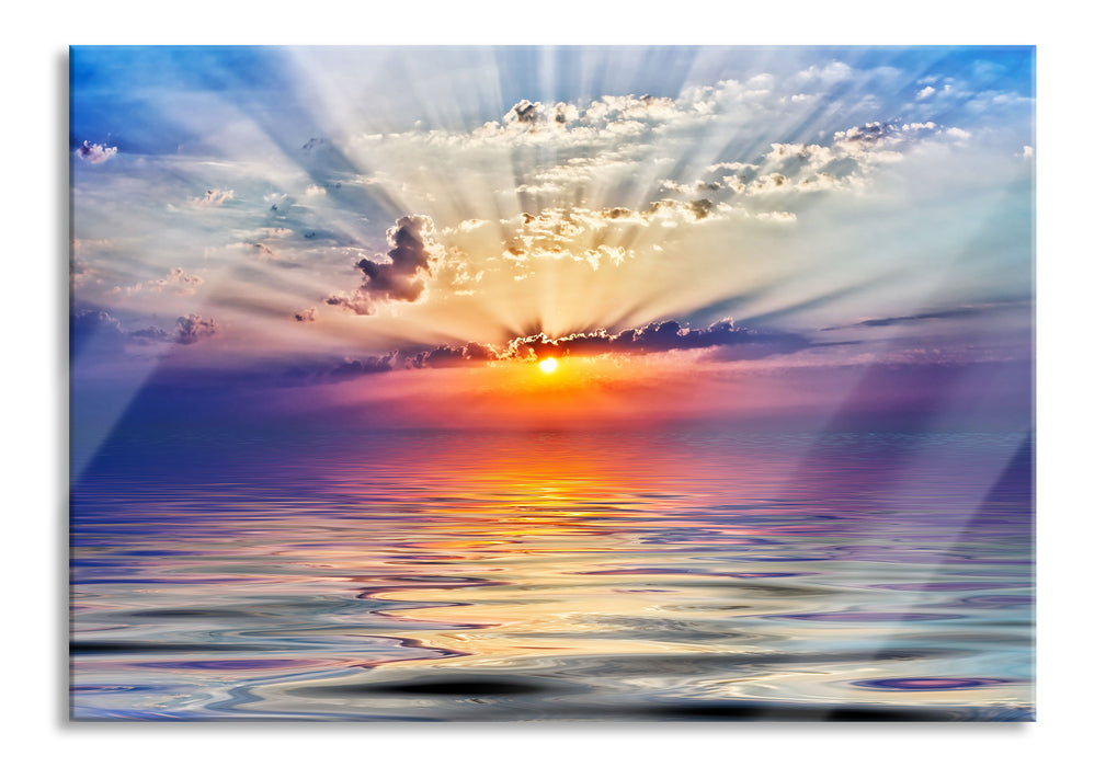 Pixxprint Sonnenaufgang im Meer, Glasbild