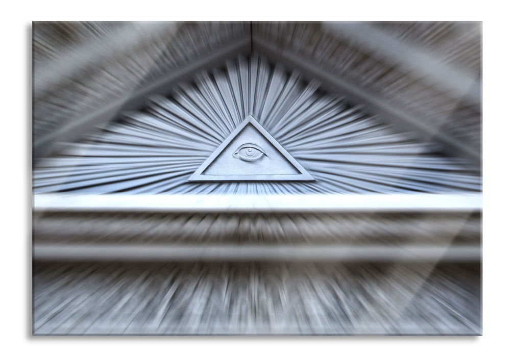 Pixxprint Dach mit Illuminati Auge, Glasbild