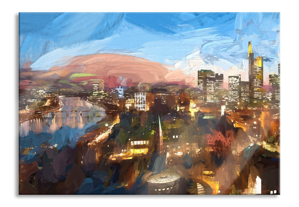 Pixxprint Frankfurt am Main Skyline, Glasbild