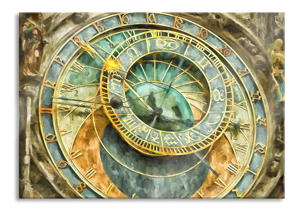 Pixxprint Prager Rathausuhr, Glasbild