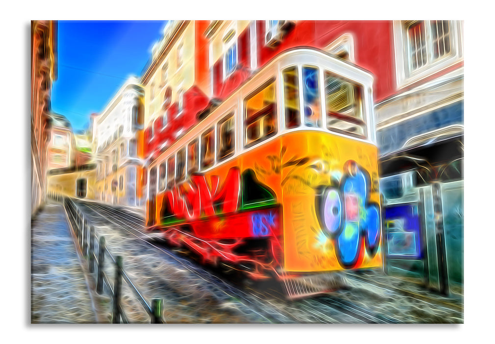 Pixxprint Straßenbahn in Portugal, Glasbild