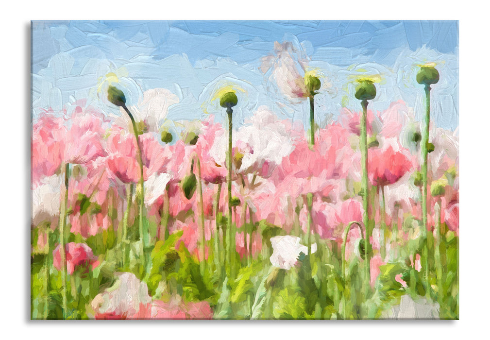 Pixxprint Blumenwiese Mohnblumen, Glasbild