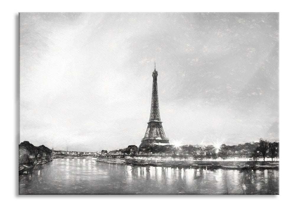 Pixxprint Eifelturm Paris bei Nacht, Glasbild