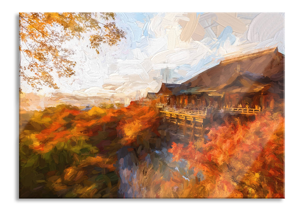 Pixxprint Majestätisches Japanisches Gebäude, Glasbild