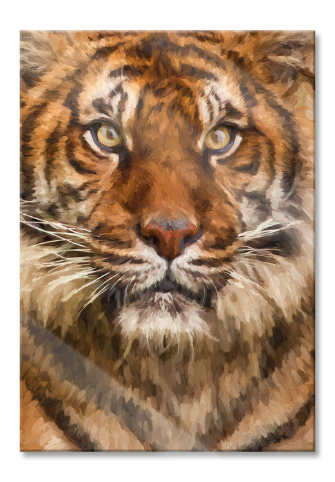 Pixxprint Aufmerksamer Tiger, Glasbild