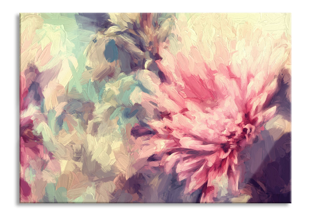 Pixxprint Romantische Blumen, Glasbild