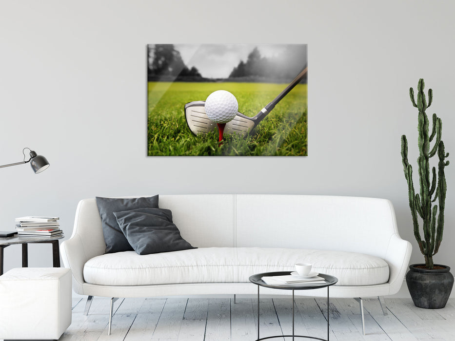 Golf Abschlag, Glasbild