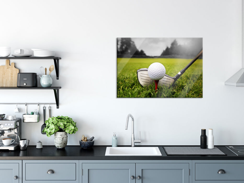 Golf Abschlag, Glasbild