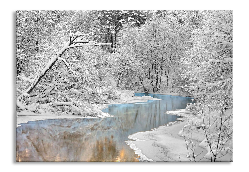 Pixxprint Atemberaubende Winterlandschaft, Glasbild