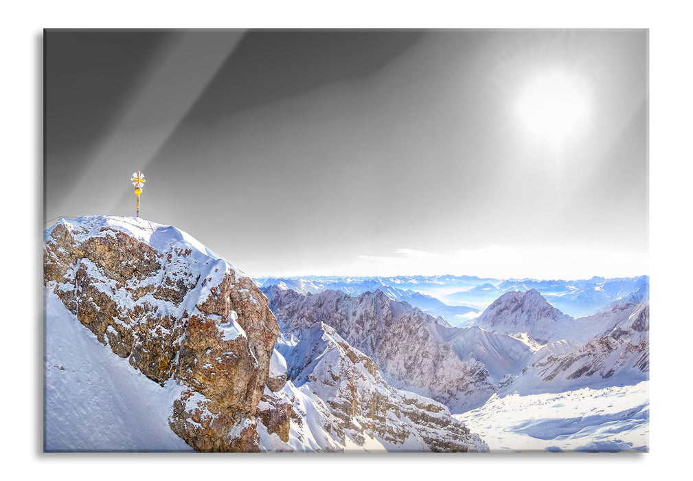 Pixxprint Zugspitze im Sonnenlicht, Glasbild