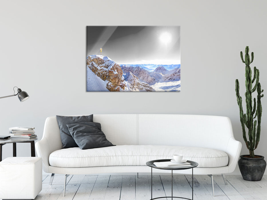 Zugspitze im Sonnenlicht, Glasbild