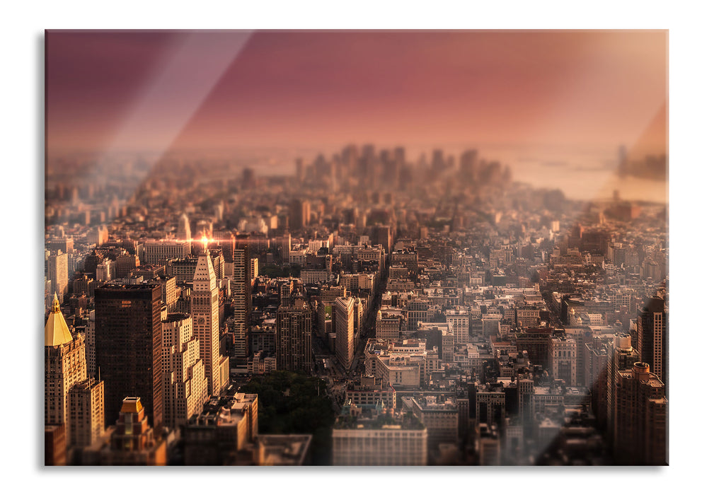 Pixxprint New York City bei Sonnenuntergang, Glasbild