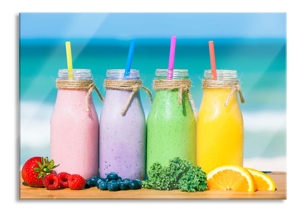 Pixxprint Smoothies in verschiedenen Farben, Glasbild